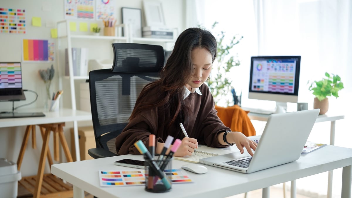 Professional web designer working on creative project